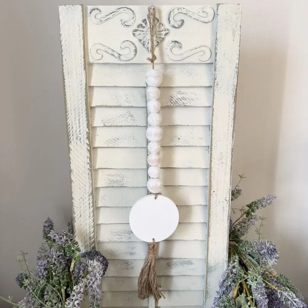 Faith Wood Bead Garland Wall Hanging Farmhouse